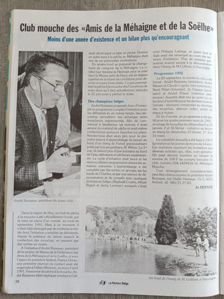 1991 ? La cr?ation du club, dans Le P?cheur belge